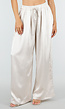 Champagne Wide Leg Broek met Satijnlook en Elastische Taille