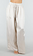 Champagne Wide Leg Broek met Satijnlook en Elastische Taille
