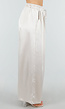 Champagne Wide Leg Broek met Satijnlook en Elastische Taille