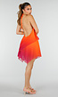 Oranje Roze Halter Jurk met Colourblock en Open Rug