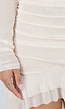 Beige Off Shoulder Mesh Jurk met Asymmetrische Zoom