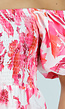 Roze Bloemen Maxi Jurk met Pofmouwen en Gesmokte Taille