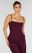 Bordeaux Jumpsuit met Smalle Bandjes en Wijde Pijpen