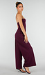 Bordeaux Jumpsuit met Smalle Bandjes en Wijde Pijpen