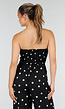 Zwarte Bandeau Jumpsuit met Witte Stippenprint en Wide Leg