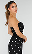 Zwarte Bandeau Jumpsuit met Witte Stippenprint en Wide Leg