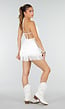 Witte Fringe Halter Playsuit met Open Rug