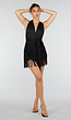 Zwarte Halter Playsuit met Franjes en Strikceintuur