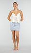 Lichtblauwe Denim Mini Rok met Geborduurde Bloemetjes