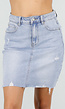 Lichtblauwe Denim Mini Rok met Ruwe Afwerking