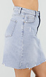 Lichtblauwe Denim Mini Rok met Ruwe Afwerking