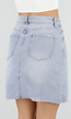Lichtblauwe Denim Mini Rok met Ruwe Afwerking