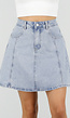 Lichtblauwe Denim A-Lijn Rok met Hoge Taille