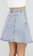 Lichtblauwe Denim A-Lijn Rok met Hoge Taille