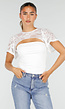 Witte Top met Kantdetails en Uitsparing
