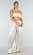 Roze Satijnen Cropped Top met Spaghettibandjes en Geplooid Detail