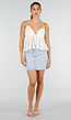 Crème Peplum Top met Spaghettibandjes en Geplooide Cups