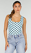 Lichtblauwe Body met Zwarte Polkadots
