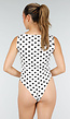 Witte Body met Zwarte Stippen en Vierkante Hals