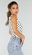 Witte Body met Zwarte Stippen en Vierkante Hals