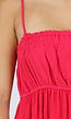 Rode Mousseline Maxi Jurk met Spaghettibandjes en Smokdetail