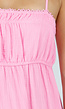 Roze Mousseline Maxi Jurk met Spaghettibandjes en Smokdetail