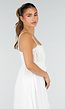 Witte Mousseline Maxi Jurk met Spaghettibandjes en Smokdetail