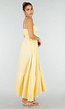 Gele Mousseline Maxi Jurk met Spaghettibandjes en Smokdetail