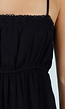 Zwarte Mousseline Maxi Jurk met Spaghettibandjes en Smokdetail