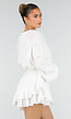 Witte Mousseline Playsuit met Broderie Details en Volants