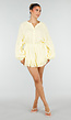 Gele Mousseline Playsuit met Broderie Details en Volants