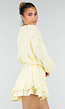 Gele Mousseline Playsuit met Broderie Details en Volants