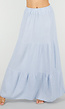 Lichtblauwe Mousseline Maxi Rok met Elastische Taille