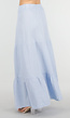 Lichtblauwe Mousseline Maxi Rok met Elastische Taille