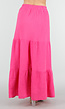 Roze Mousseline Maxi Rok met Elastische Taille