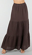 Bruine Mousseline Maxi Rok met Elastische Taille