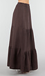 Bruine Mousseline Maxi Rok met Elastische Taille
