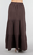 Bruine Mousseline Maxi Rok met Elastische Taille