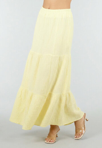 Lichtgele Mousseline Maxi Rok