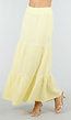 Lichtgele Mousseline Maxi Rok met Elastische Taille
