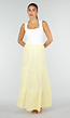 Lichtgele Mousseline Maxi Rok met Elastische Taille