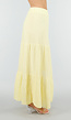 Lichtgele Mousseline Maxi Rok met Elastische Taille
