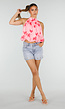 Lichtroze Halter Top met Fuchsia Bloemenprint