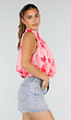 Lichtroze Halter Top met Fuchsia Bloemenprint