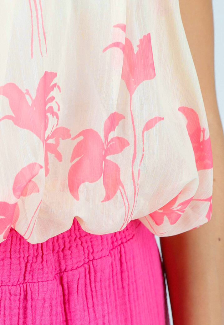 GeleHalter Top met Lichtroze Bloemenprint