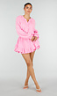 Roze Mousseline Playsuit met Broderie en Volantzoom