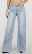 Lichtblauwe Denim Tall Wide Leg Jeans met Hoge Taille