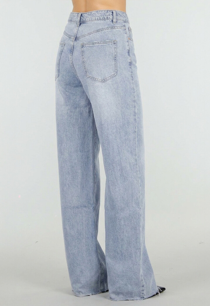 Lichtblauwe Denim Tall Wide Leg Jeans met Hoge Taille