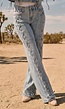 Lichtblauwe Wide Leg Jeans met Veterdetails