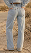 Lichtblauwe Wide Leg Jeans met Veterdetails langs de Pijpen
